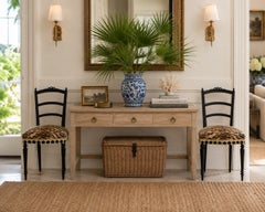 Late 19th Century Empire Ebonized Opera Chairs With Custom Tiger Upholstery-Pair