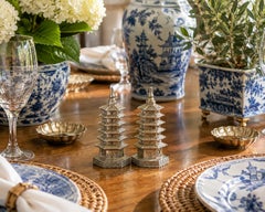 Godinger Silver Plate Chinoiserie Pagoda Salt and Pepper Shakers