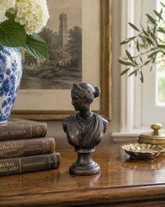 Neoclassical Grand Tour Cast Metal Bust of Goddess Diana