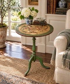 Circa 1920s Regency Painted Walnut Flip-Top Table with Allegorical Pegasus Motif