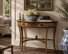Grand Rapids Imperial Furniture Regency Bird's Eye Maple Demilune Console Table