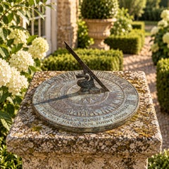 Vintage English Country Iron Garden Sundial "I'll only mark your sunny hours"