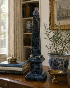 Late 20th Century Neoclassical Marble Obelisk in Variegated Blue Stone