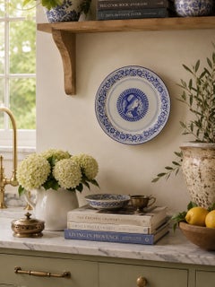 Italian Deruta-Style Hand-Painted Faience Portrait Wall Plate