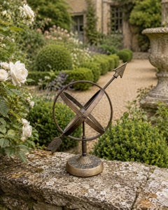 Vintage English Country Iron Garden Armillary Sundial