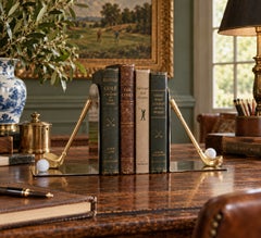 1980s Cast Brass Golf Club and Ball Bookends, Pair