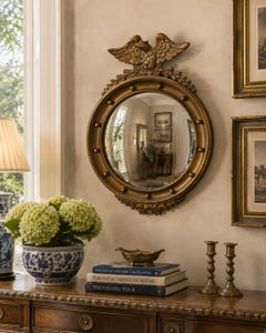 American Federal Giltwood Eagle Bullseye Convex Mirror