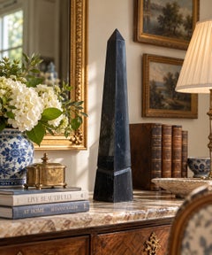 Neoclassical Grand Tour Solid Marble Black Obelisk