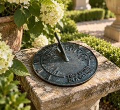 Vintage English Country Iron Garden Sundial "Time Began in a Garden"