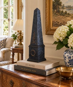 Neoclassical Grand Tour Faux Marble Obelisk with Brass Mounts