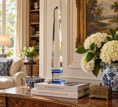 Neoclassical Grand Tour Crystal and Cobalt Blue Obelisk