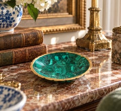 Bol vintage en laiton bordé de malachite