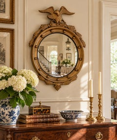 American Federal Giltwood Eagle Bullseye Convex Mirror
