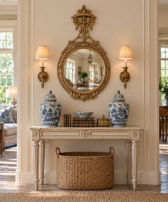 Mid-20th Century Robert Adam Style Giltwood Convex Wall Mirror