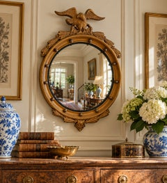 American Federal Giltwood Eagle Bullseye Convex Mirror