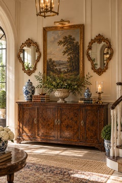 Pair of Mid-Century Italian Rococo Style Giltwood Mirrors With Antiqued Mirror