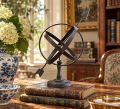 Black Iron Armillary Globe Sculpture – Traditional Landscape & Garden Decor