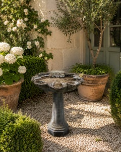 Late 20th Century Grotto Style Cast Concrete Shell Birdbath
