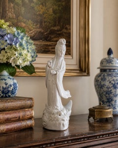 Mid-Century Chinese Blanc de Chine Porcelain Quan Yin on Fish
