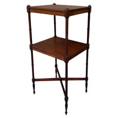 Berkey & Gay Mahogany Faux Bamboo Two-Tier Side Table