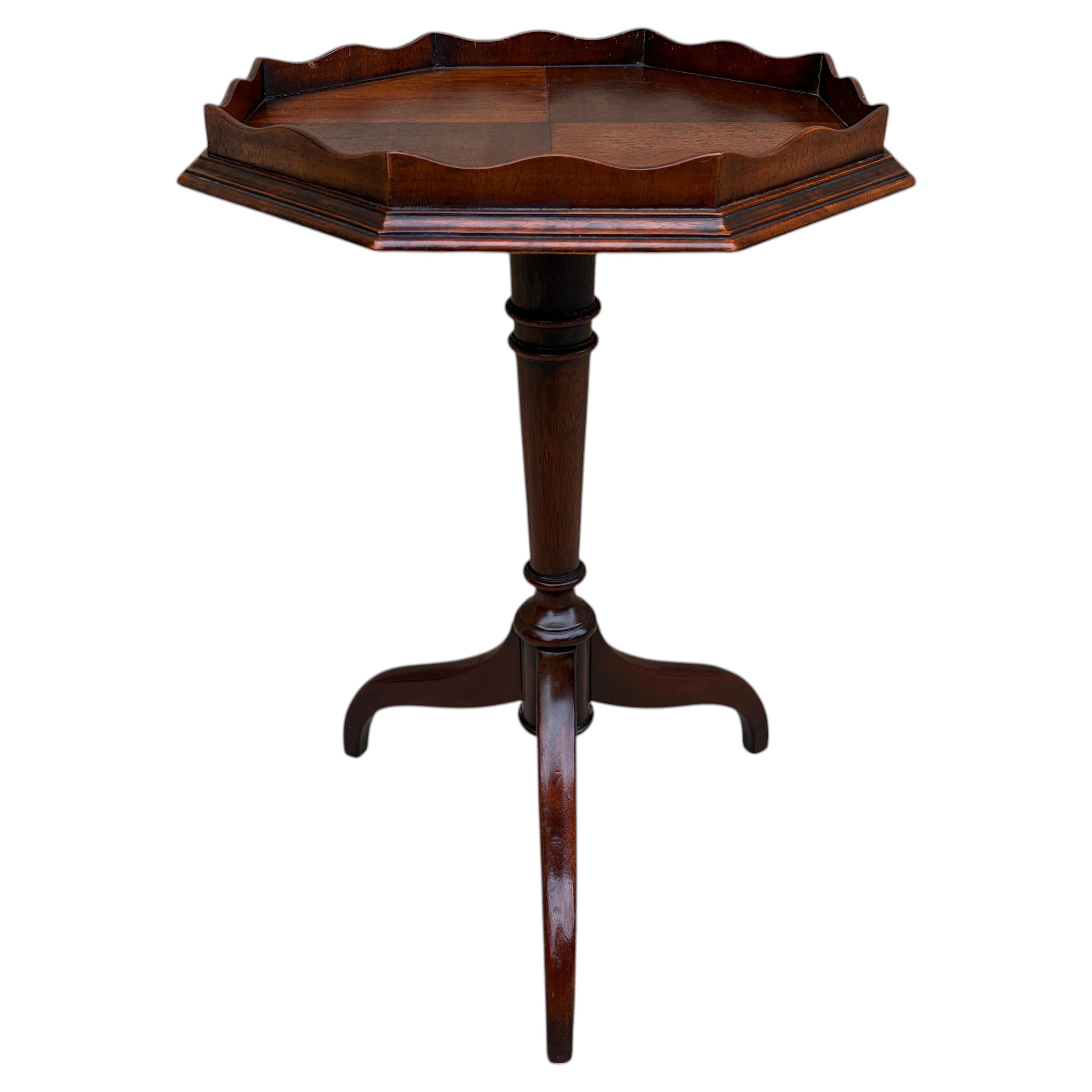 Mid-Century Mahogany Octagonal Parquetry Drinks Table For Sale