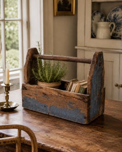 Late 19th Century Painted Pine Trug with Original Blue Paint