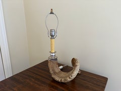Vintage Ram’s Horn Table Lamp – Rustic English Country House Style Lighting