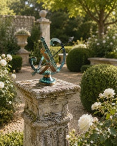 Vintage Brass and Verdigris Garden Armillary Sundial