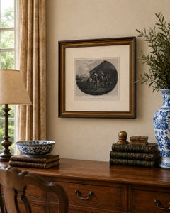 Early 20th Century French “Le Départ de l’Hôtellerie” Framed Print