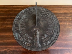 Vintage English Country Iron Verdigris Garden Sundial "Grow Old Along With Me"