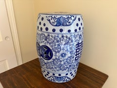 Blue and White Porcelain Chinoiserie Chinese Garden Stool or Side Table