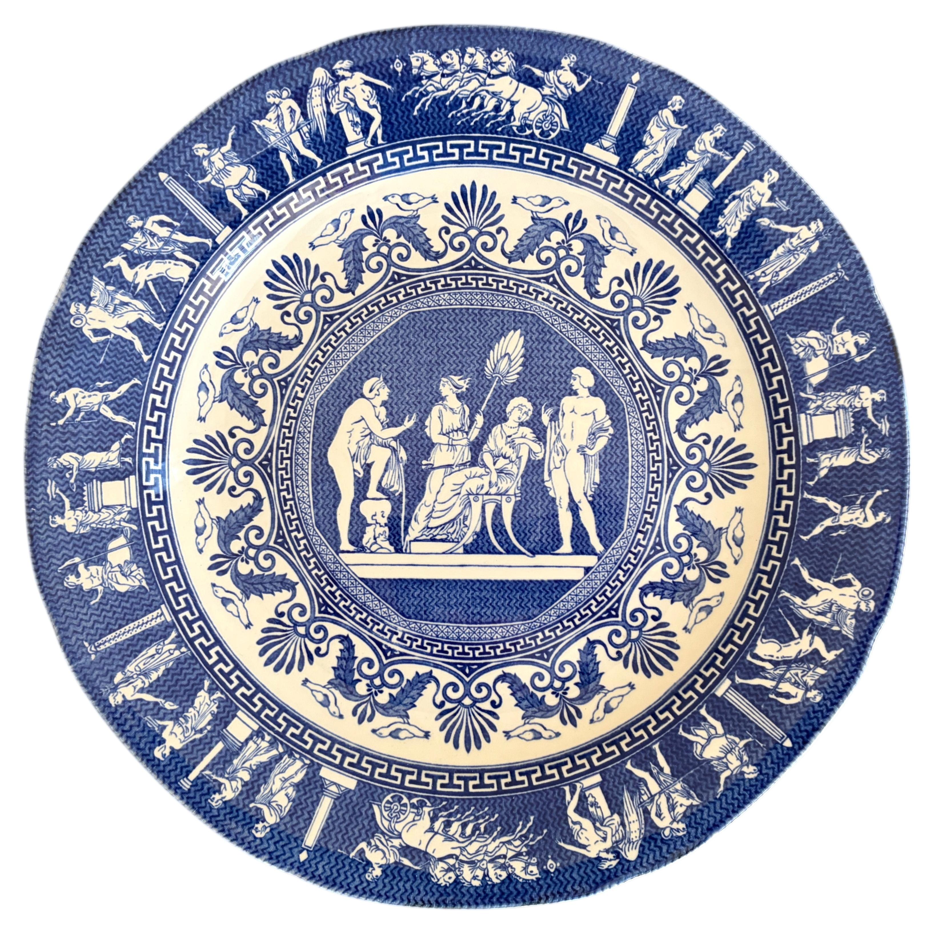 Pre-owned Mottahedeh Greek Revival Blue And White Neoclassical Plate