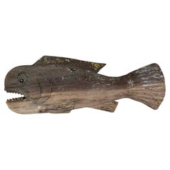 New England Folk Art Hand-Carved Wooden Fish Trade Sign, 20th Century