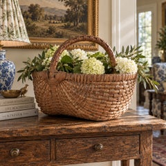Late 19th Century American Oak Splint Basket with Wrapped Bentwood Handle