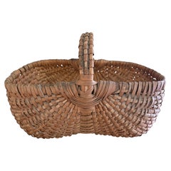 Late 19th Century American Oak Splint Basket with Wrapped Bentwood Handle