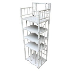 19th Century American Victorian White Painted Bamboo Étagère