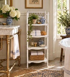 19th Century American White Painted Bamboo Étagère