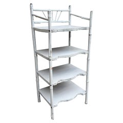 19th Century American White Painted Bamboo Étagère