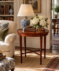 1930s Regency-Style Mahogany Oval Side Table