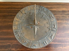 Vintage English Country Iron Garden Sundial with Zodiac Signs