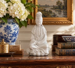 Mid-Century Blanc de Chine Porcelain Figure of Seated Guanyin