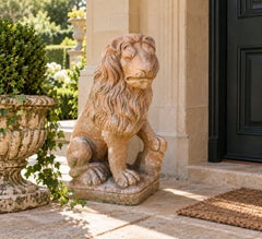 Vintage Italian Style Cast Concrete Lion Garden Statue, Late 20th Century