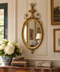 Early 20th Century Adam Style Giltwood and Gesso Oval Wall Mirror