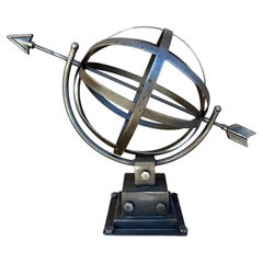 Brutalist Style Iron Garden Armillary Sundial, USA, 20th Century
