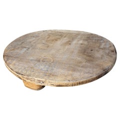 19th Century Hand-Carved Round Wooden Cutting Board