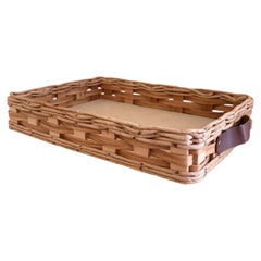 Late 20th Century Woven Oak and Leather Pyrex Casserole Serving Basket