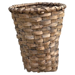 Large 19th Century French Handwoven Splint Oak Harvest Basket