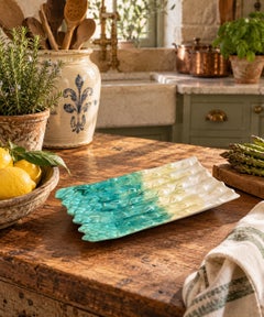 Late 20th Century Majolica Ceramic Asparagus Serving Dish