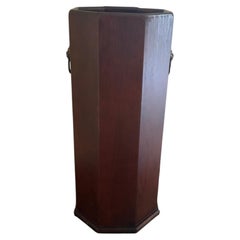 Mid-20th Century Regency-Style Wood Umbrella Stand with Lion-Head Mounts