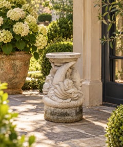 Late 20th Century Neoclassical Cast Concrete Triple Dolphin Pedestal